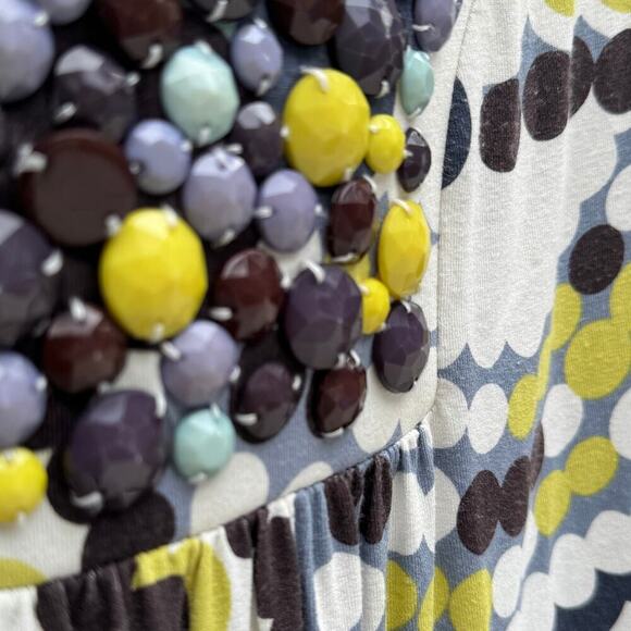 Boden Retro Beaded Tunic Dress Size 6 | Mod Geometric Print | Stretchy 3/4 Sleev - Picture 2 of 7